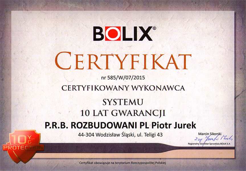 certyfikat BOLIX